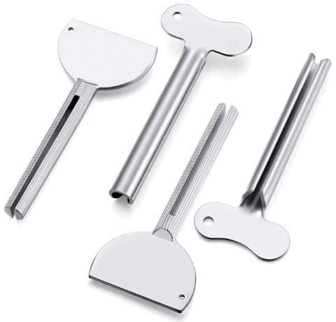 Tubenquetscher,4 PCS Zahnpastapresse aus Edelstahl Zahnpasta Squeezer Tubenpress Tubenausdrücker Schlüssel Metall TubenquetscherZahnpastaspender für Zahnpasta Kosmetik Creme Farbe