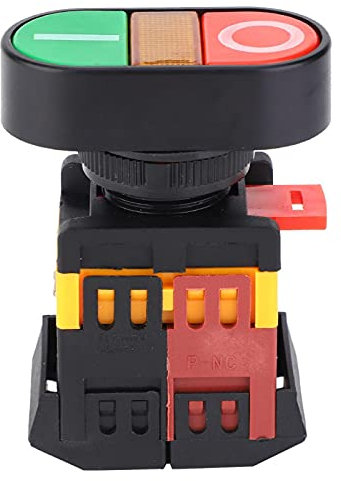 APBB-22/25N Interruptor de botón pulsador de arranque y parada de encendido/apagado, interruptor de botón pulsador doble con botón pulsador de arranque y parada de motor con luz LED(220V)