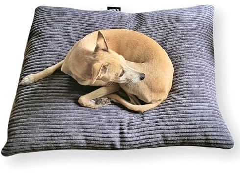 4L Textil ZOE Hundekissen Cord Hundekissen waschbar mit Bezug Hundebett Cord Hundekissen waschbar Hundebett abziehbarer Bezug (60x50 cm, Graphit(Stripes))