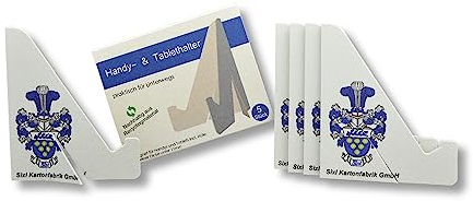 Sixl Kartonfabrik Lot de 5 supports jetables pratiques et durables en carton pour téléphone portable - Stable et recyclable - Compatible avec les smartphones jusqu'à 11 mm d'épaisseur - Idéal pour la