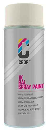 CROP Bombe de peinture RAL 9001 Blanc Crème - Brilliant - 400ml - Bombe aérosol Blanc - 100% inaltérable - Séchage rapide - Intérieur & Extérieur - RAL9001