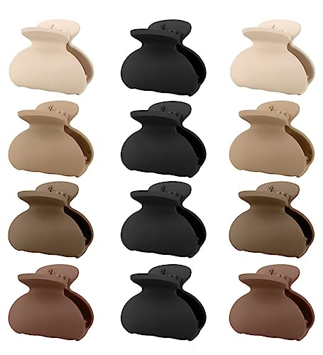 Kavya 12 Pièces 4 cm Petite Pince Cheveux, Simplicité Française Pince a Cheveux Matte Mini Pince Cheveux, Antidérapant Accessoire Cheveux