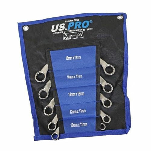 US PRO Tools 5pc Metric C Type Spanner Set, Spanners 10 to 19mm 3233