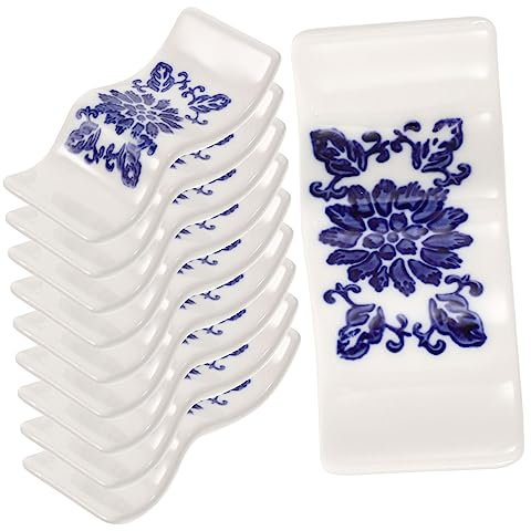 KICHOUSE 10 Pcs Ceramic Chopstick Rest Spoon Holder Porcelain Chopstick Rests for Kitchen Dining and Party Use Elegant Tableware Accessory for Home Restaurant