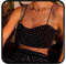 Ushiny Malla de cristal Top Festival Traje Rhinestones Red ahuecada Tank Top Brillante Cuerpo Accesorio para Mujeres y Niñas, Negro , M