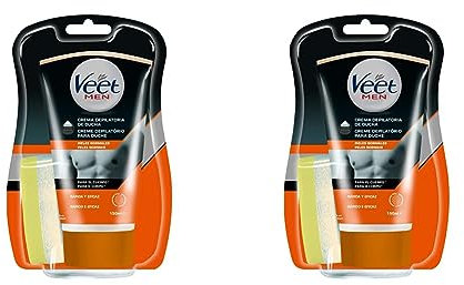 Veet for Men Crema Depilatoria Corporal para Usar Bajo la Ducha para Hombre, Piel Normal, 150 ml (Paquete de 2)