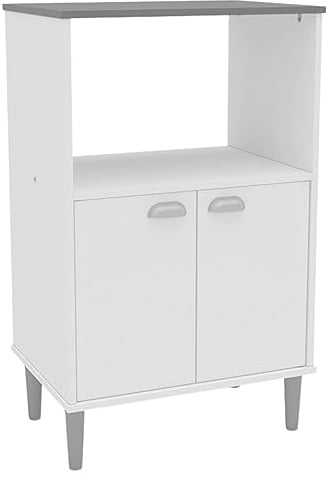 Miroytengo Mueble Auxiliar Cocina Microondas Color Blanco con Tapa Gris 58x95 cm