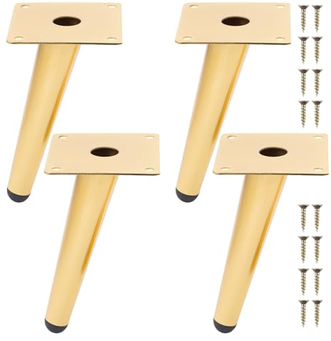 NAKUPENDA Möbelfüße 4 Stück Metallbeine für Möbel Möbelbeine Kegel Schräg Möbelfüße Tischbeine Schrankfüße DIY für Schrank Stuhl Couchtisch (15cm Höhe,Goldene)
