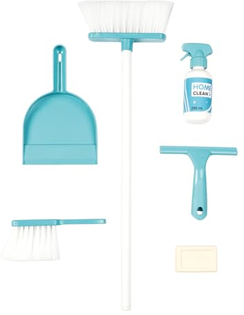 Smoby - Set Ménage XL - 6 Accesoires - Balai, Balayette, Pelle, Savon, Flacon Spray, Raclette - A Partir de 3 Ans - Fabrication Française