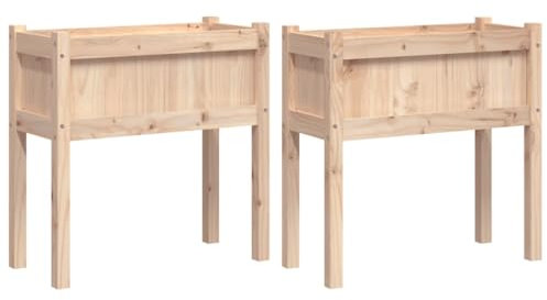 vidaXL Jardineras de Exterior con Patas 2 uds, Maceteros Elevados, Macetas de Hierbas Flores, Jardineras Balcón Terraza, Madera Maciza de Pino