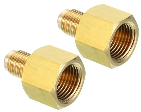 PATIKIL Connecteur Évasé Femelle 3/8 x 1/4 Mâle, 2 Pièces SAE 45 Degrés Adaptateur en Laiton Évasé Raccord de Tuyau Évasé pour Conduite de Gaz d'Air Réfrigération CVC