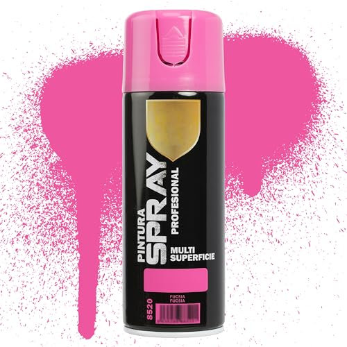 Etrexonline Pintura Spray Multicolor Profesional | 400ml | Adecuado para Metal, Madera & Plástico | Color Fucsia | Secado Rápido | Paquete de 1