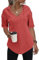Cuptacc Oberteile Damen Sommer T Shirt V Ausschnitt Kurzarm Hoody Tshirt Waffelstrick Oberteile Chic Fuchsie,L 42-44