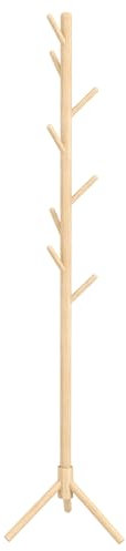 HOMCOM Perchero de Pie Perchero para Ropa de Madera con 8 Ganchos para Colgar Bolsas Forma de Árbol para Pasillo Entrada Dormitorio 40x40x165 cm Natural