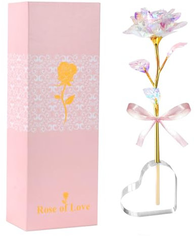 OSDUE Rosa Eterna Regalo, Artificiali Rosa Eterna Idee Regalo per Anniversario San Rose Stabilizzate Vera Regalo Fiori Eterni Rose di Plastica per San Valentino Rosa Eterna Fiore Eterno Scolorito