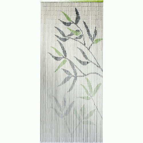 MadeInNature Rideau de Porte Perles Bambou, Rideau Anti-Mouche, Intérieur et Extérieur, Porte d’entrée, Porte intérieure, Porte fenêtre 90x200cm, Modèles aux Choix (N°5 Feuillage d'été)