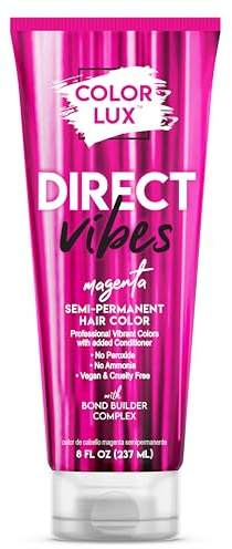 Color Lux Direct Vibes Semi-Permanent Hair Color, Magenta, Vibrant & Long-Lasting Shade, Ammonia-Free, Vegan, Sulfate-Free, Paraben-Free, 8 fl oz