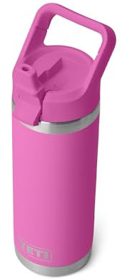 YETI Rambler 18 oz Bottle, Vacuum Insulated, Stainless Steel with Color Matching Straw Cap, Wildflower Fuchsia