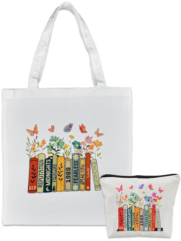 ADERTOS Bolsa de Tela Personalizada Con Bolsa Pequeña de Lona, Tote Bag de Algodón Reutilizable para Trabajar, Compras, Escuela (37*33*26CM)