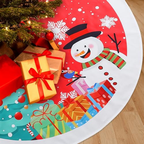 36 Zoll Weihnachtsbaum Rock, Rot Weihnachtsbaum Basis Abdeckung,Weihnachtsmann Weihnachtsbaum Unterdecke,Xmas Tree Skirt Matte für Frohe Weihnachten Baumschmuck 90cm
