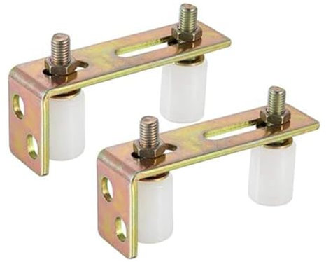 Jemcgrl 2 Rodillos GuíA para Puerta de Patio, Rodillos GuíA para Puerta Corredera con Soporte de Pilar en L, Rodillos de Nailon Dobles Ajustables