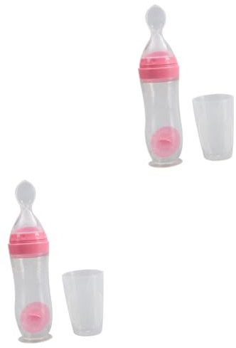 Hohopeti 2St Silikon-Futterspender spoon fed milch flasche Babyschale shake bottle babyfüßlinge Milchfläschchen Babynahrung Flasche werkzeug Reispaste Flaschen Quetschflasche füttern Rosa