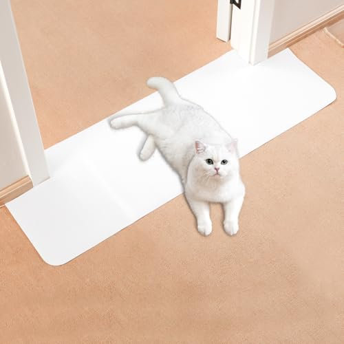 Uross Carpet Protector for Pets -110CM White Round Corner Plastic Carpet Protector, Under Door Cat Carpet Protector for Doorway, Anti Cat Scratch Carpet Protector Mat, Stop Cats from Scratching Carpet