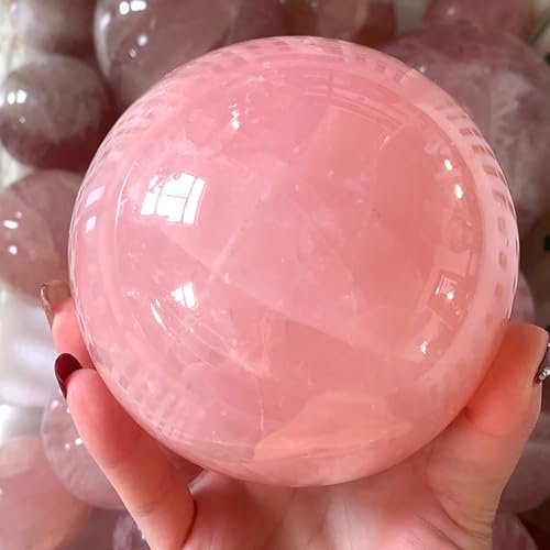 Boule de pierre de quartz en cristal naturel, grande boule de cristal rose polie, sphère minérale décorative for la maison, boule minérale naturelle polie(5.5mm)