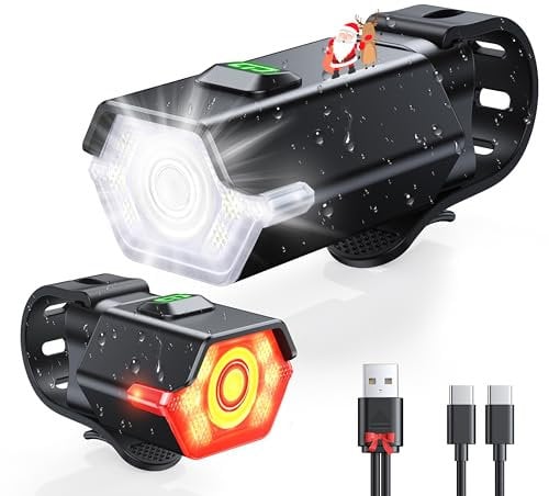 CIRYCASE Luces Bicicleta Delantera y Trasera LED, Luz Trasera Bicicleta USB Recargable, 3+6 Iluminación Modos & IP65 Impermeable Kit Luz Bici Linterna para Ciclismo/Carretera Y Montar Noche/Acampar