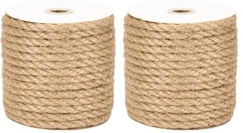Cuerda de Yute Natural tosada 8 mm de Longitud 20 m, Cuerda para Manualidades, jardinería, decoración y artesanía (Paquete de 2)