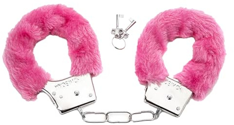 RmKbe Pink Fur Handcuffs with Keys Fluffy Soft Silver Comfortable Handcuffs Fancy Dress Police Accessory Police Handcuffs Toy for Halloween Christmas Valentine’s Party