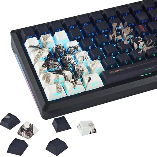 YMDK Wukong Komplettes Set Tastenkappen 130 Tasten Kreative Anime Thema Tastenkappen hausgemachte benutzerdefinierte Tastenkappen PBT Dye Sub Cherry Profile Tastenkappen für MX mechanische Tastaturen