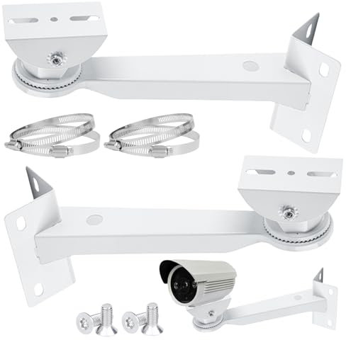 2 Stück Überwachungskamera Masthalterung, Metallmontage Eckhalterung mit 2 Verstellbaren Schlaufen Vertikale Stangenhalterung, Universal-Halterung für Überwachungskamera, Masthalterung Halterung