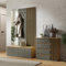 Garderoben Set Kommode und Garderobe mit Bank Paneel Spiegel Eiche Graphit Lamellen-Design
