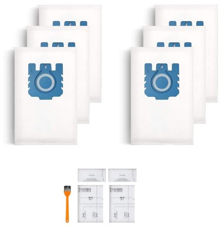 Lot De 6 Sacs Aspirateur Compatibles Avec Miele Gn, AdaptéS à Sac Aspirateur Complete C3, C2,Classic C1,S2 S4 S5 S6 S8, 3d Efficiency Bags + 2 Filtres Moteur + 2 Airclean + 1 Clean Brush