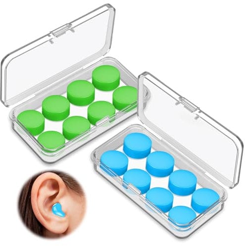 8 Paia di Tappi Auricolari Riutilizzabili Impermeabili Antirumore,Tappi in silicone modellabili per le orecchie,per ridurre i rumori durante la concentrazione,per dormire, nuotare e lavorare