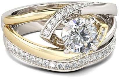 Jeulia 2,5 Karat Sterlingsilber Ringset Für Damen Mädchen Zweifarbig Verflochten Verlobungsring Eheringe Rundschliff Ewigkeitsringe für Valentinstag Geburtstag