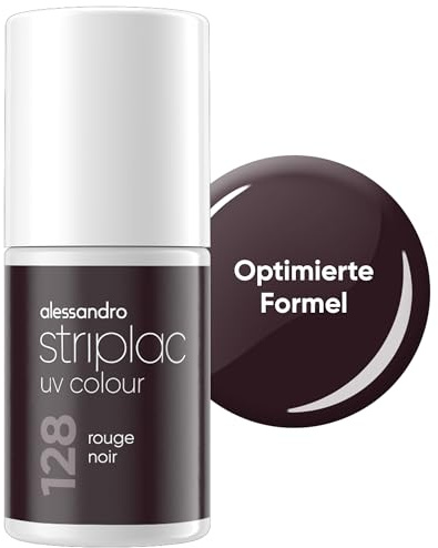 alessandro Striplac Peel-Off UV Gel Nagellack, Rouge Noir, 6,5ml | Hochpigmentierter UV Gel Nagellack, bis zu 15 Tage Halt, kratzfest, acetonfrei & abziehbar, HEMA-frei & vegan
