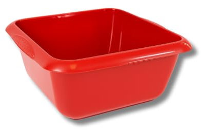 Amee Houseware 7 litres Square Bowl — Durable Plastic with Deep Design – Kitchen Washing for Dishes — Ideal for Washing Dishes, Soaking Pans or Rinsing Veg (Red, Pack of 3)