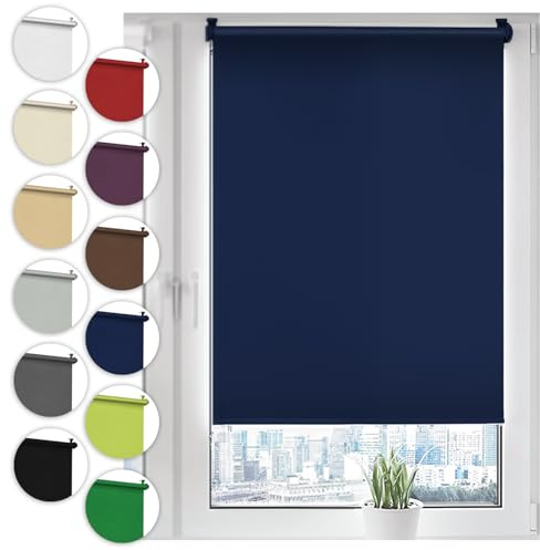 Sonello Verdunkelungsrollo Klemmfix ohne Bohren Rollo 105x100cm Dunkelblau | Fenster Rollos Für Innen, Klemmrollo, Verdunklungsrollo, Sonnenschutzrollo, Seitenzugrollo für Fenster & Türen, Fensterrollo