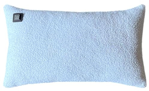 Warmpi® Teddy-Heizkissen 30x50 cm – Elektrisches Infrarot-Wärmekissen mit 10.000 mAh Powerbank – Kabellos & mit Kabel nutzbar – Ergonomisches Rückenkissen & Nackenkissen – 3 Heizstufen (Blau)