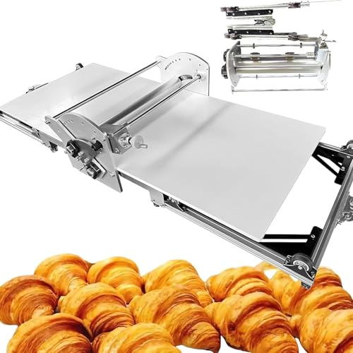 LJCSSD Macchina sfogliatrice elettrica Commerciale, laminatrice, Spessore Regolabile, Rullo stenditore Pieghevole in Acciaio Inox per Pasticceria, per panetteria, Croissant, Pizza e casa