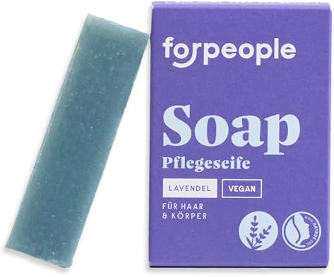 forpeople Seife fest – Bio Pflegeseife für Körper, Gesicht, Hände & Haar – Palmölfrei & plastikfrei – Sanfte Reinigung mit Aloe Vera – Handseife natürlicher Duft – Lavendel