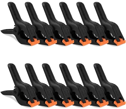 12 Pieces 4 Inch Nylon Spring Clamps Heavy Duty Spring Clips Clamps Plastic | Heavy Duty Spring Clips Strong Grip Clips Backdrop Clamps for Crafts, Woodworking, Photography Studios, Outdoor