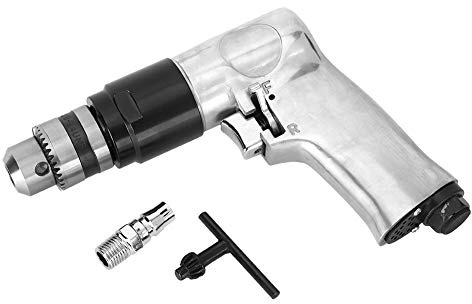 Jeanoko 3/8-Zoll-Umschalt-Luftbohrer, Leiser Abluftgriff und Ein-Finger-Bedienung, mit 3/8-Zoll-Bohrfutter und Schlüssel, für Bohr- und Industrieanwendungen