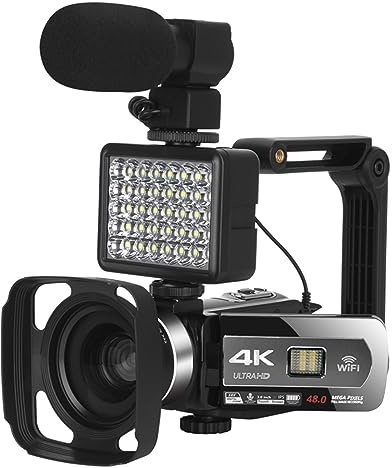 4K Digital Video Cameras WIFI Outdoor Blogger Recording Streaming Vlog Set 18X Zoom Time Lapse Web Camcorder Auto Focus Takes Sharp Smooth(16G)