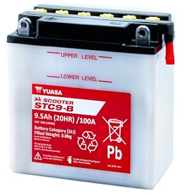 Yuasa STC9-B 12 V 100 CCA Lead Acid Battery for Scooters | 9.5 Ah Capacity, Sealed & Spill-Proof, Enhanced Vibration Resistance, Ideal for Scooters & Mopeds