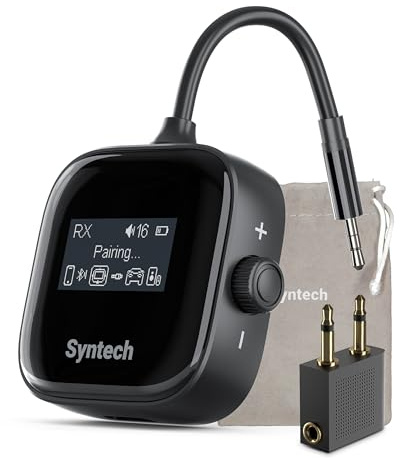 Syntech Trasmettitore ricevitore Bluetooth 6.0, adattatore AUX da 3,5 mm