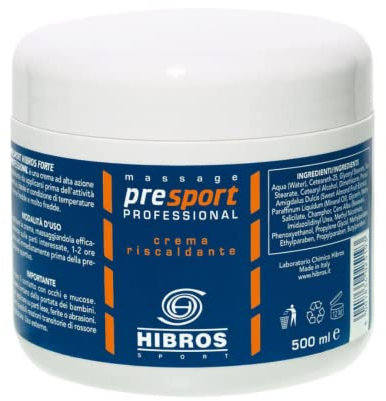 Hibros Pre Sport Crème Activatrice Presport Cycling - Saison Froide Douce - Réchauffement Moyen - Massage à Absorption Rapide - Crème Sportive 500 ml