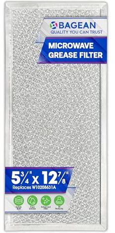 Microwave Filter Replacement 5.78 x 12.91 Fits W10208631A Whirlpool Microwave Grease Filter - Aluminum Mesh Screen Filters - Freshens and Filters Kitchen Air in Over the Stove Oven Vent Fan (1-Pack)